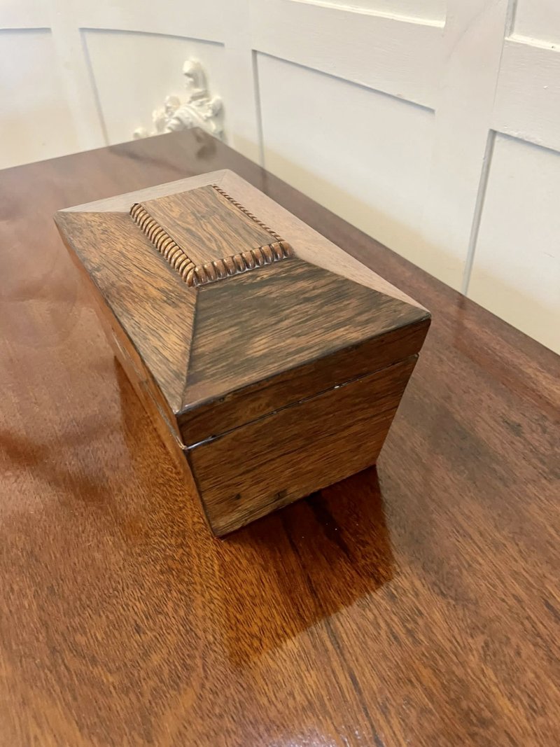 Antique Regency Quality Rosewood Tea Caddy - Image 6